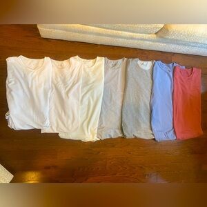 Used LOT OF 7 Bylt Basics XL T shirt -White, pink, ivory, storm, gray, blue, red